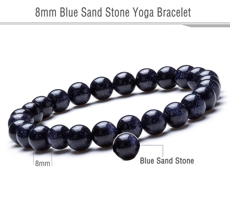 Hamoery Men Women 8mm Natural Stone Lava Rock Diffuser Bracelet Elastic Yoga Agate Beads Bracelet Bangle - Image 1